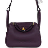 Hermes Mini Lindy Cassis Clemence Gold Hardware