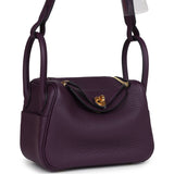 Hermes Mini Lindy Cassis Clemence Gold Hardware