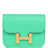 Hermes Constance Slim Wallet Bi-color Vert Comics and Bleu Zellige Evercolor Gold Hardware