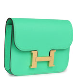 Hermes Constance Slim Wallet Bi-color Vert Comics and Bleu Zellige Evercolor Gold Hardware