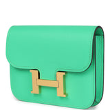 Hermes Constance Slim Wallet Bi-color Vert Comics and Bleu Zellige Evercolor Gold Hardware