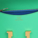 Hermes Constance Slim Wallet Bi-color Vert Comics and Bleu Zellige Evercolor Gold Hardware