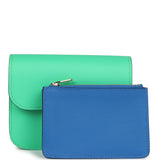 Hermes Constance Slim Wallet Bi-color Vert Comics and Bleu Zellige Evercolor Gold Hardware