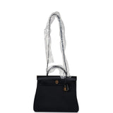 Hermes Herbag Zip 31 PM Black Military Canvas & Vache Hunter Gold Hardware