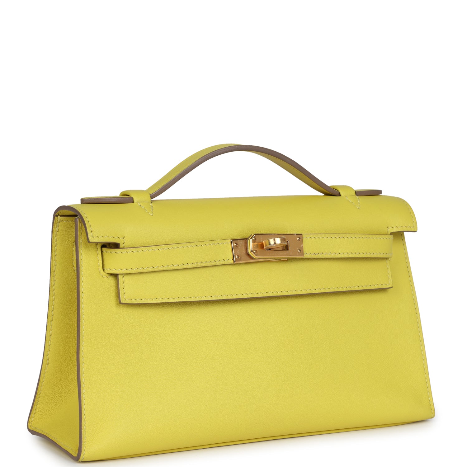 Hermes Kelly Pochette Lime Swift Gold Hardware