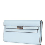 Hermes Kelly Wallet To Go Bleu Brume Palladium Hardware