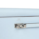 Hermes Kelly Wallet To Go Bleu Brume Palladium Hardware