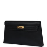 Hermes Kelly Elan Black Chevre Chamkila Gold Hardware