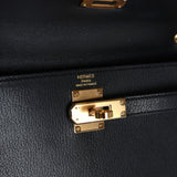 Hermes Kelly Elan Black Chevre Chamkila Gold Hardware