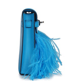 Hermes Kelly Elan Foile Bleu Frida Chevre Chamkila and Ostrich Feathers Palladium Hardware