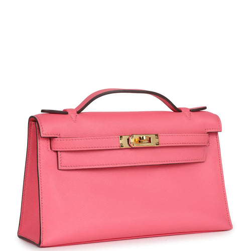 Pre-owned Hermes Kelly Pochette Rose Azalee Swift Gold Hardware
