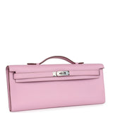 Pre-owned Hermes Kelly Cut Mauve Sylvestre Swift Palladium Hardware