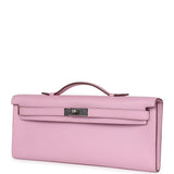 Pre-owned Hermes Kelly Cut Mauve Sylvestre Swift Palladium Hardware