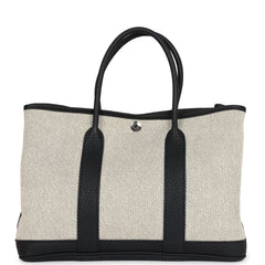 Hermes Garden Party 30 Ecru Toile and Black Negonda Palladium Hardware