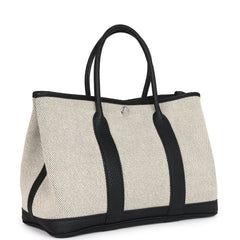 Hermes Garden Party 30 Ecru Toile and Black Negonda Palladium Hardware
