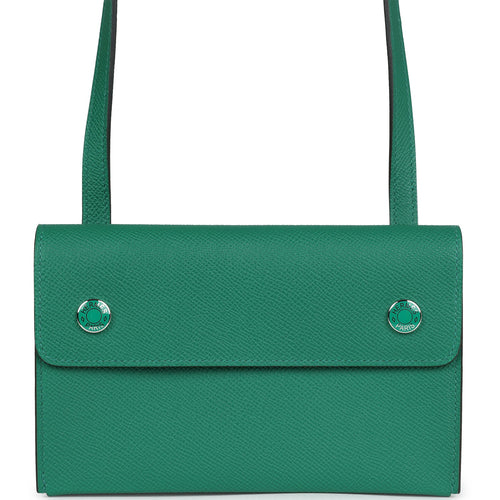 Hermes Hermesnap Wallet Vert Vertigo Epsom Palladium and Lacquered Hardware