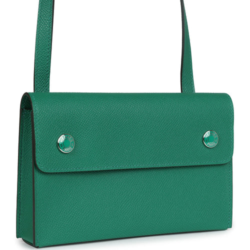 Hermes Hermesnap Wallet Vert Vertigo Epsom Palladium and Lacquered Hardware