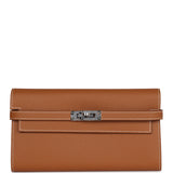 Hermes Kelly Long Wallet Gold Epsom Palladium Hardware