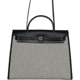 Hermes Herbag Zip 31 PM Black and White Criss Viking Toile and Hunter Palladium Hardware