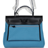 Hermes Herbag Zip PM 31 Blue Jean Toile H and Black Vache Hunter Palladium Hardware