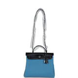 Hermes Herbag Zip PM 31 Blue Jean Toile H and Black Vache Hunter Palladium Hardware