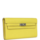 Hermes Kelly Wallet To Go Lime Chevre Palladium Hardware