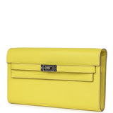 Hermes Kelly Wallet To Go Lime Chevre Palladium Hardware