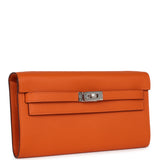 Hermes Kelly Wallet To Go Orange Epsom Palladium Hardware