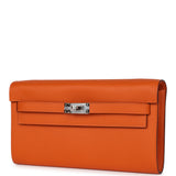 Hermes Kelly Wallet To Go Orange Epsom Palladium Hardware