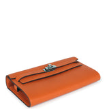 Hermes Kelly Wallet To Go Orange Epsom Palladium Hardware