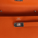 Hermes Kelly Wallet To Go Orange Epsom Palladium Hardware