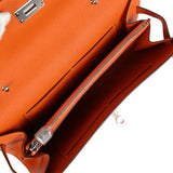 Hermes Kelly Wallet To Go Orange Epsom Palladium Hardware