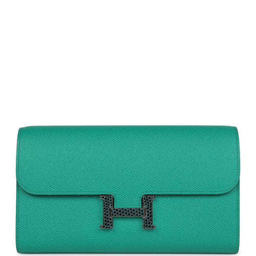 Pre-owned Hermes Constance Wallet To Go Vert Jade Epsom Marquette and Palladium Hardware