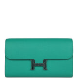 Pre-owned Hermes Constance Wallet To Go Vert Jade Epsom Marquette and Palladium Hardware