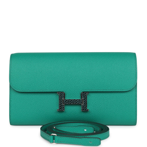 Pre-owned Hermes Constance Wallet To Go Vert Jade Epsom Marquette and Palladium Hardware