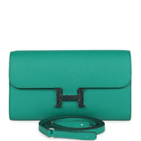 Pre-owned Hermes Constance Wallet To Go Vert Jade Epsom Marquette and Palladium Hardware