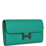 Pre-owned Hermes Constance Wallet To Go Vert Jade Epsom Marquette and Palladium Hardware