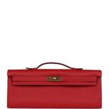 Hermes Kelly Cut Rouge Casaque Swift Gold Hardware