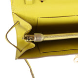 Hermes Kelly Wallet To Go Lime Chevre Mysore Gold Hardware