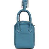 Hermes Mini Lindy Blue Jean Clemence Gold Hardware