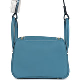 Hermes Mini Lindy Blue Jean Clemence Gold Hardware