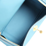 Hermes Mini Lindy Blue Jean Clemence Gold Hardware