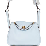 Hermes Mini Lindy Bleu Brume Swift Gold Hardware