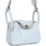 Hermes Mini Lindy Bleu Brume Swift Gold Hardware