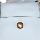 Hermes Mini Lindy Bleu Brume Swift Gold Hardware