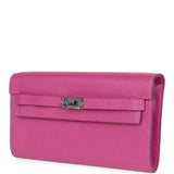 Hermes Kelly Wallet To Go Rose Pourpre Chevre Palladium Hardware