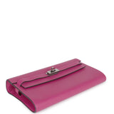 Hermes Kelly Wallet To Go Rose Pourpre Chevre Palladium Hardware