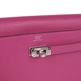 Hermes Kelly Wallet To Go Rose Pourpre Chevre Palladium Hardware