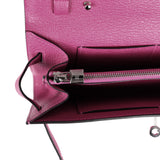 Hermes Kelly Wallet To Go Rose Pourpre Chevre Palladium Hardware