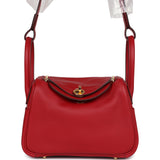 Hermes Mini Lindy Rouge Casaque Swift Gold Hardware